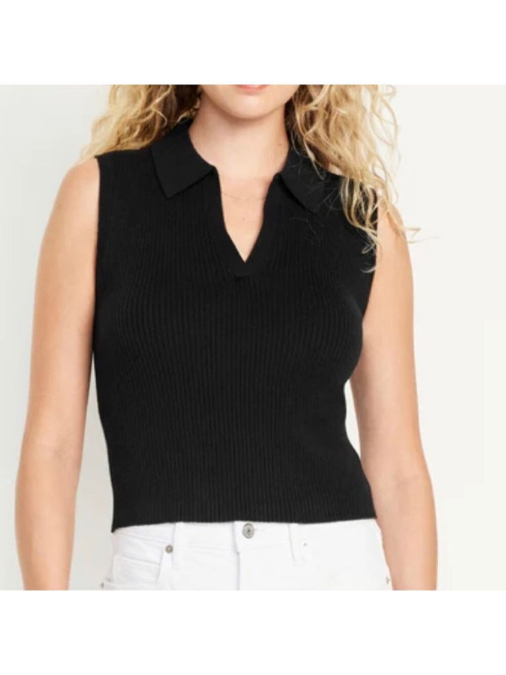 309. Sincerely Jules | Sculpt collared top. Black S/M